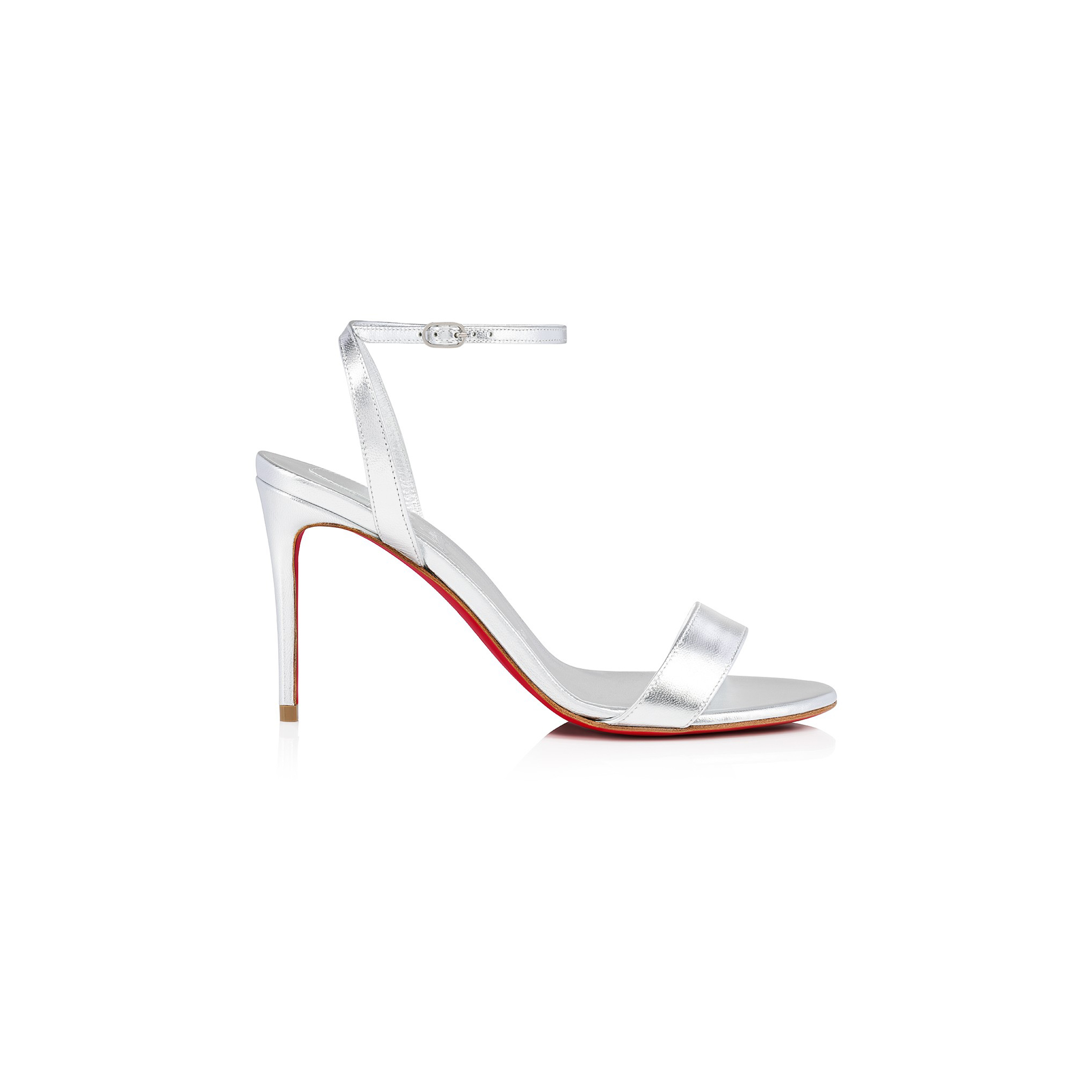 Ch**an louboutin loubigirl 85 mm strappy sandals-iridescent leather-silver-women 1240041s211